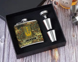 Personalized German Veteran Rank Camo Custom Name Leather Flask Printed KH24816