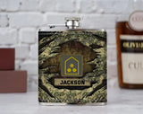 Personalized Austrian Veteran Rank Camo Custom Name Leather Flask Printed KH24816