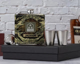 Personalized Austrian Veteran Rank Camo Custom Name Leather Flask Printed KH24816