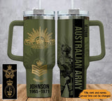 Personalized Australian Veteran Rank Camo Custom Name & Time 40oz Matte Tumbler With Handle Printed AHVA24820