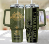 Personalized Australian Veteran Rank Camo Custom Name & Time 40oz Matte Tumbler With Handle Printed AHVA24820