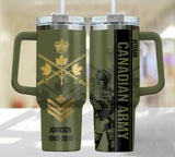 Personalized Canadian Army Veteran Rank Camo Custom Name & Time 40oz Matte Tumbler With Handle Printed AHVA24820