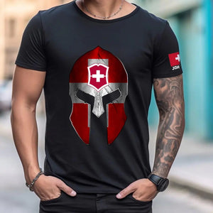 Personalized Swiss Veteran Spartan Helmet Custom Name T-shirt Printed VQ24827