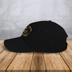 Personalized UK Veteran Retired Custom Rank & Name Served Time Black Cap Printed AHVA24833