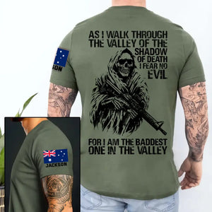 Personalized Australian Veteran As I Walk Through The Valley Of The Shadow Of Death I Fear No Evil For I Am The Baddest One In The Valley T-shirt Printed KHQ24841