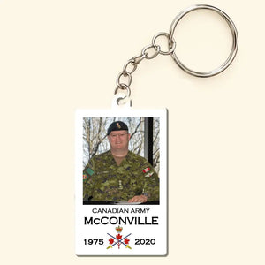 Personalized Upload Your Photo Canadian Veteran Custom Name & Served Time Acrylic Keychain Printed VQ24864