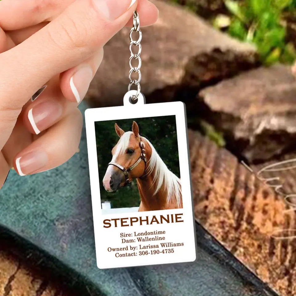 Personalized Upload Your Horse Photo Horse Lovers Gift Acrylic Keychain Printed VQ24862