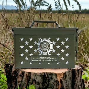 Personalized United States Army Veteran Custom Name & Time Ammo Box Printed QTVA24725