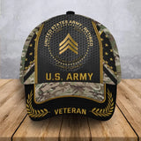 Personalized US Army Veteran Rank Camo Custom Name & Served Time 3D Cap Printed AHVA24872