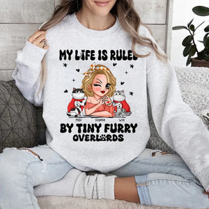 Personalized My Life Is Ruled By Tiny Furry Overlords  Cat Mom Sweatshirt Printed HN24873