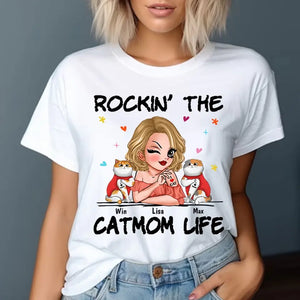 Personalized Rockin' The Catmom Life Cat Lovers Gift T-shirt Printed HN24877