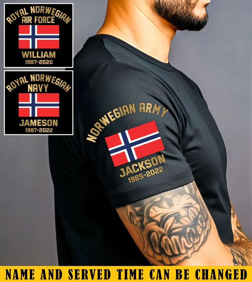 Personalized Norwegian Veteran Custom Name & Time T-shirt Printed KVH24878