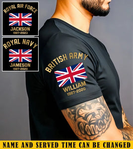 Personalized UK Veteran Custom Name & Time T-shirt Printed KVH24878