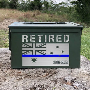 Personalized Retired US Police Thin Blue Line Custom Time Ammo Box Printed QTHN24882