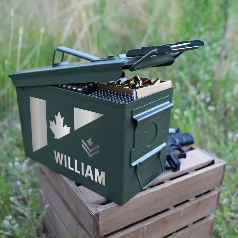 Personalized Canadian Veteran Custom Rank & Name Ammo Box Printed VQ24883