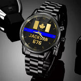 Personalized Canadian Police Blue Line Custom Name & ID Watch Printed QTKH24888