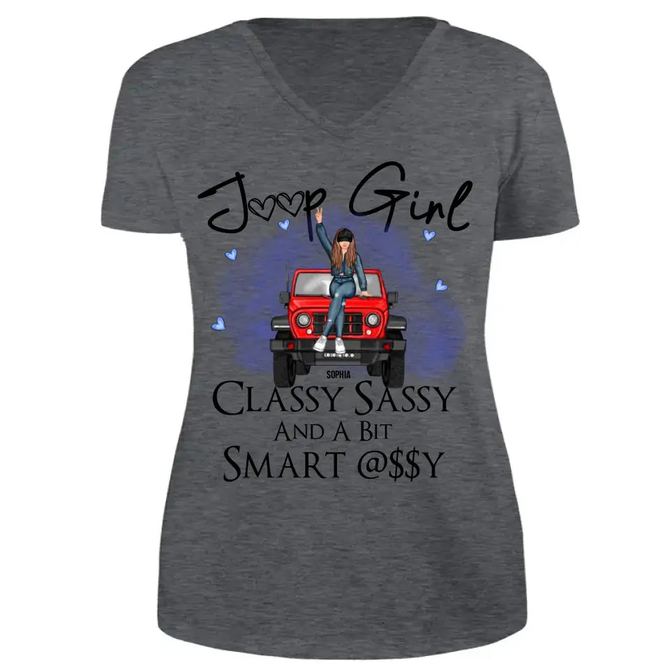 Personalized Jeep Girl Classy Sassy And A Bit Smart Assy V-neck T-shirt Printed HN24889