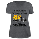 Personalized Happiness Is Being A Mom And Grandma Car Sunflowers V-neck T-shirt Printed HN24896