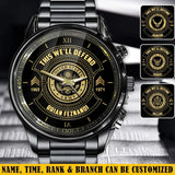 Personalized This We'll Defend US Army Veteran Custom Rank & Name Number Watch AHVA24898