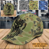 Personalized Skull Australian Veteran Rank Camo Custom Name Cap 3D Printed QTKH24905