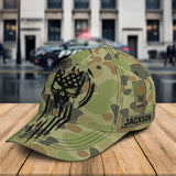 Personalized Skull Australian Veteran Rank Camo Custom Name Cap 3D Printed QTKH24905