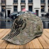 Personalized Skull US Veteran Rank Camo Custom Name Cap 3D Printed QTKH24905