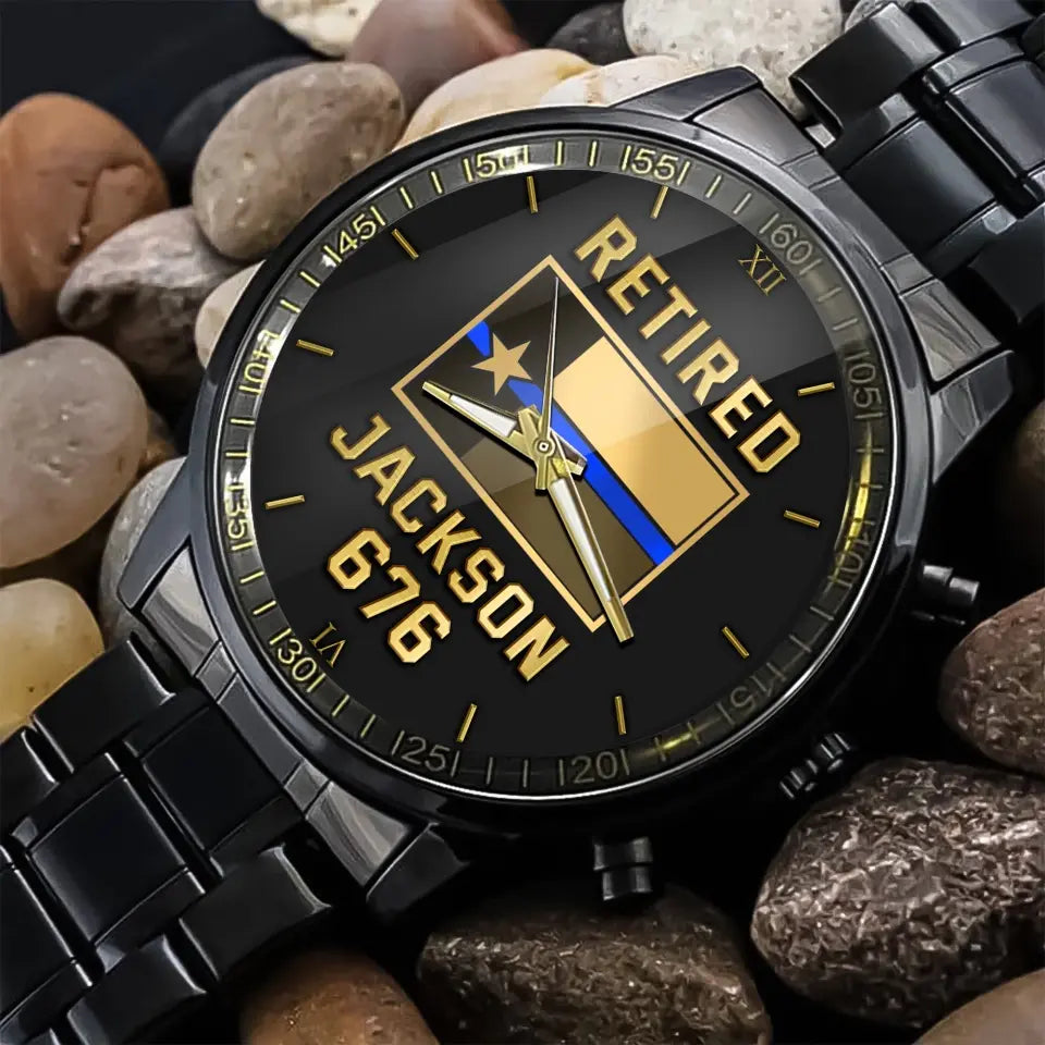 Personalized Retired Police USA Branch Flag Custom Name Watch Printed KVH24908