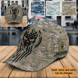 Personalized Skull US Veteran Rank Camo Custom Name Cap 3D Printed QTKH24905