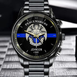 Personalized Peacemakers Saint Michael The Police Angle Blue Line Custom Name Watch VQ24910