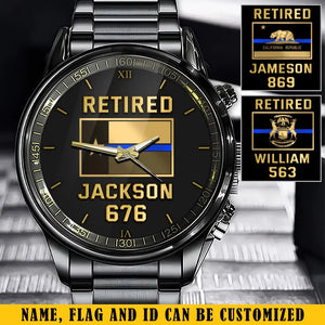 Personalized Retired Police USA Branch Flag Custom Name Watch Printed KVH24908