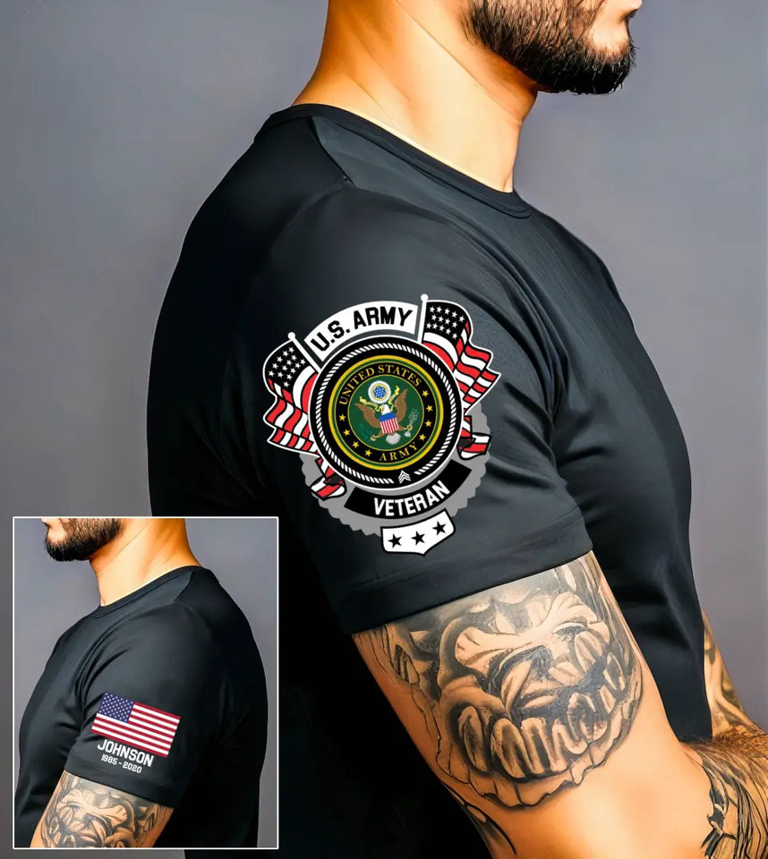 Personalized US Army Logo Custom Name & Time T-shirt Printed AHVA24912