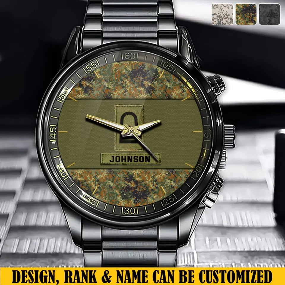 Personalized German Veteran Rank Camo Custom Name Watch Printed VQ24916