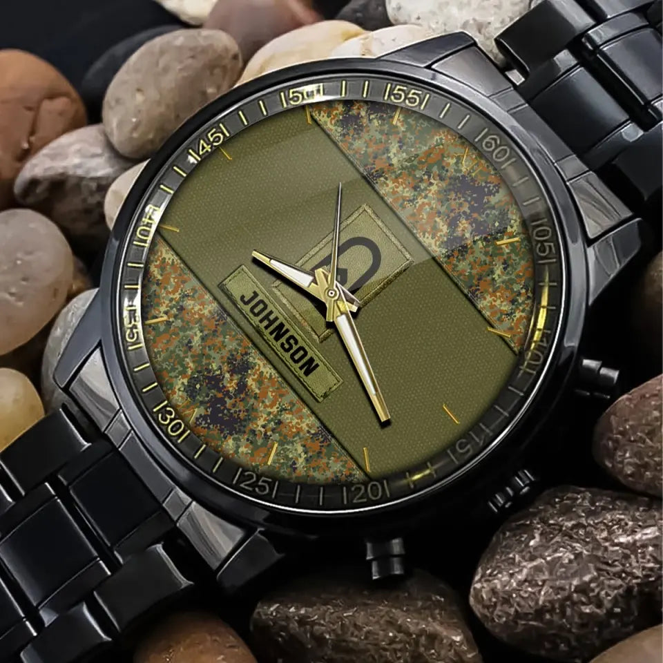 Personalized German Veteran Rank Camo Custom Name Watch Printed VQ24916