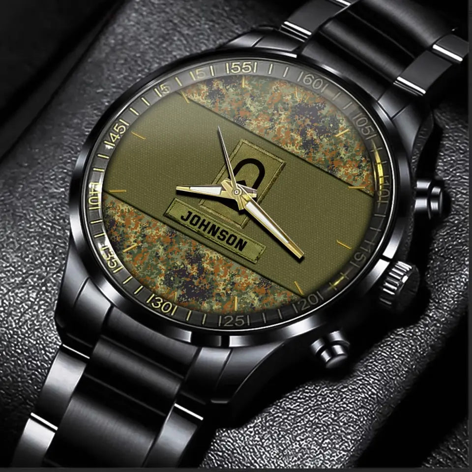 Personalized German Veteran Rank Camo Custom Name Watch Printed VQ24916