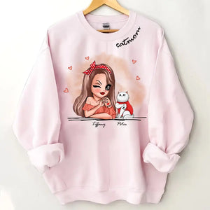 Personalized Cat Mom I Love Cat Custom Name Cat Lovers Gift Sweatshirt Printed HN24924