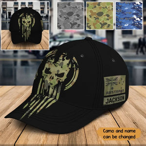 Personalized Australian Veteran Flag Camo Custom Name 3D Cap Printed QTKH24932