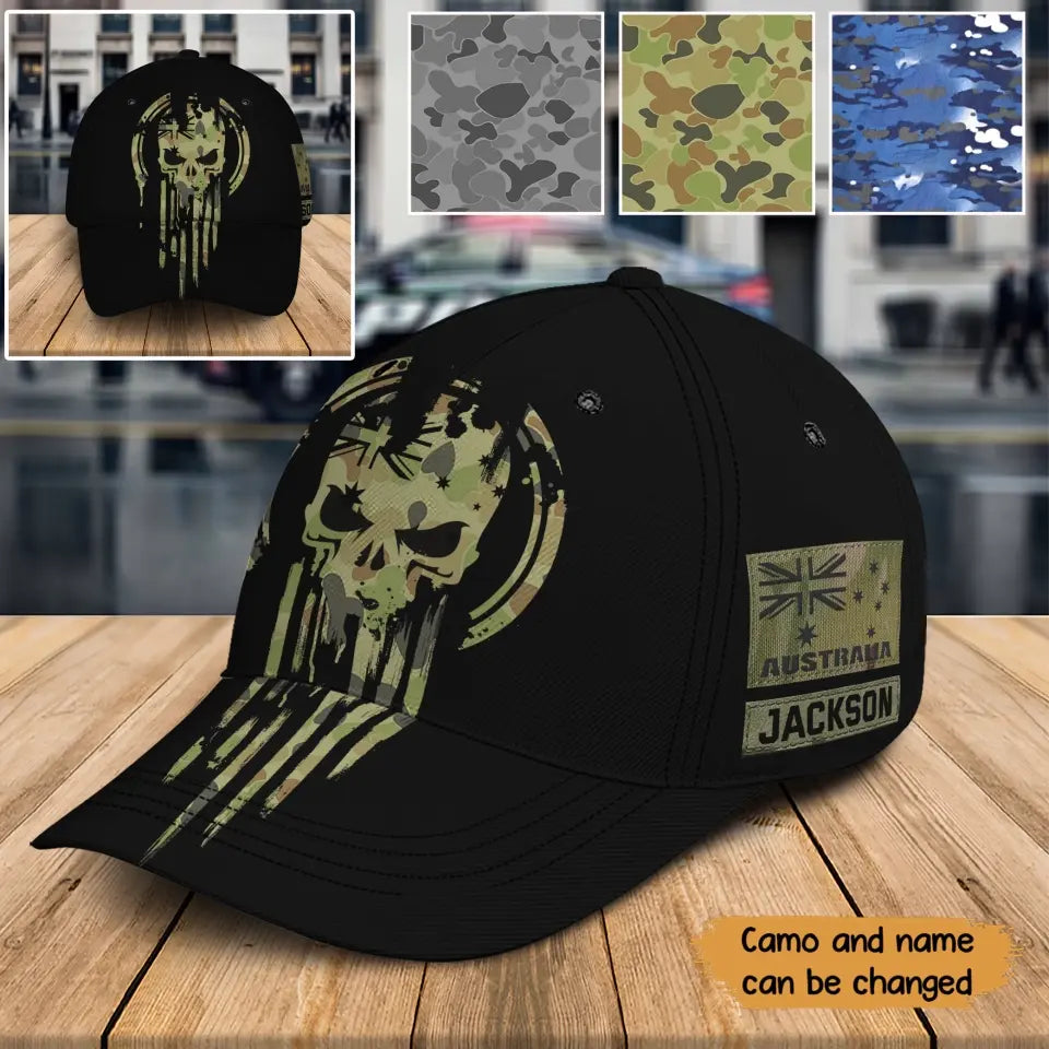 Personalized Australian Veteran Flag Camo Custom Name 3D Cap Printed QTKH24932