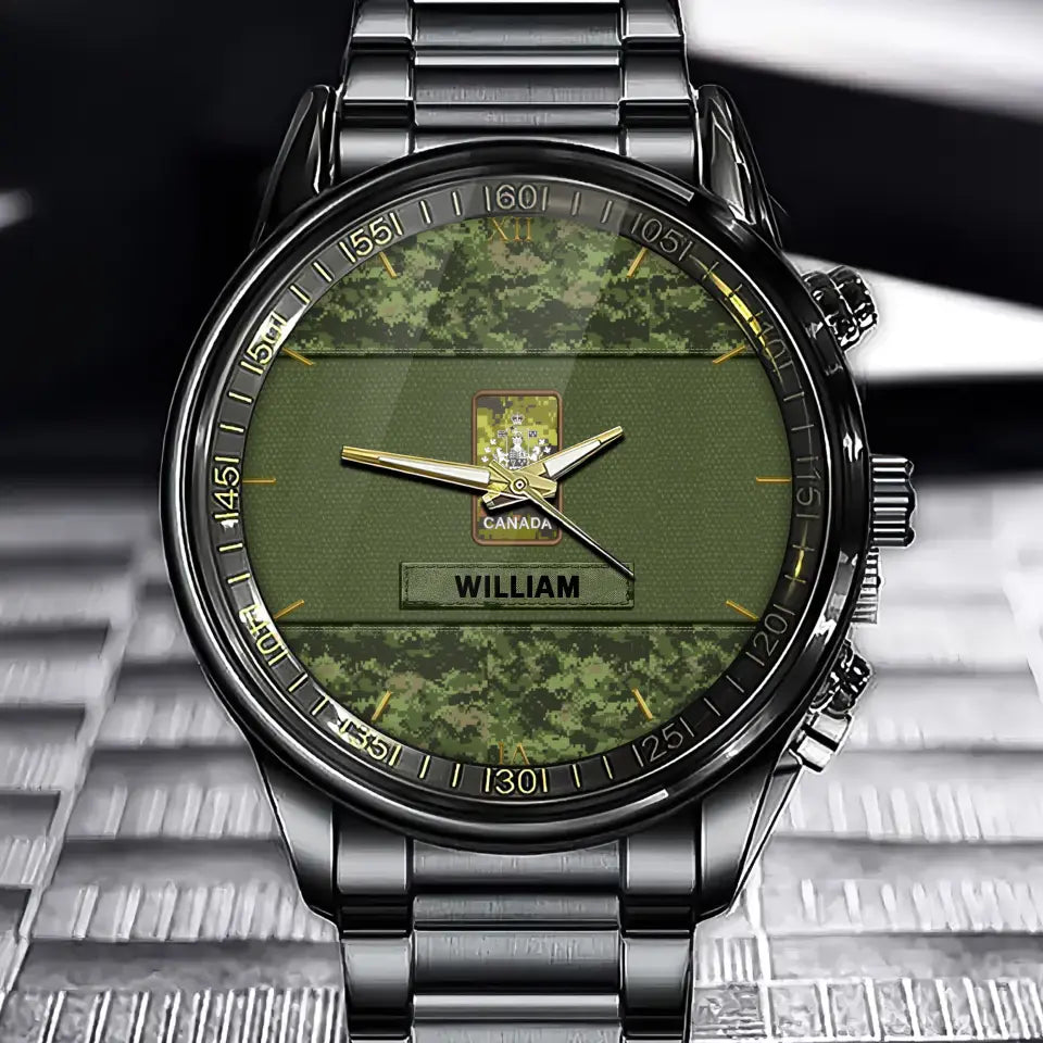 Personalized Canadian Veteran Rank Camo Custom Name Watch Printed VQ24933