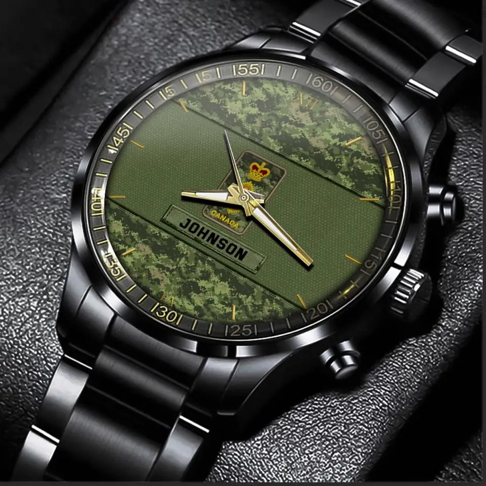 Personalized Canadian Veteran Rank Camo Custom Name Watch Printed VQ24933