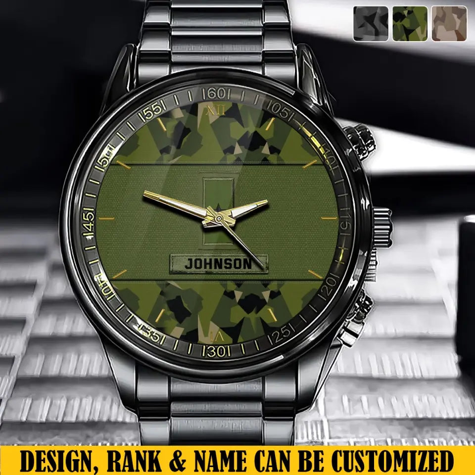 Personalized Swedish Veteran Rank Camo Custom Name Watch Printed VQ24933