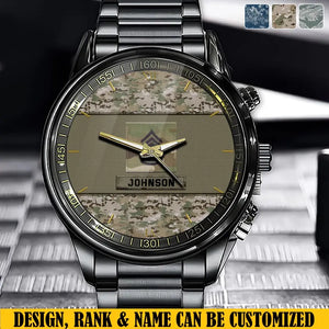 Personalized US Veteran Rank Camo Custom Name Watch Printed VQ24933