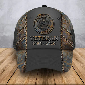 Personalized US Veteran Custom Time 3D Cap Printed QTVA24930