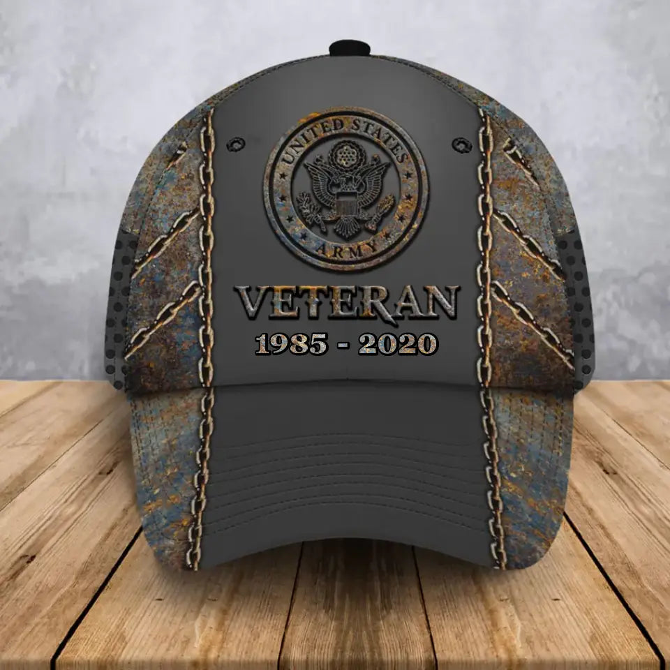 Personalized US Veteran Custom Time 3D Cap Printed QTVA24930