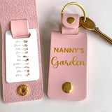 Personalized Flowers & Kid Names Nanny's Garden Leather Keychain Printed HN24947