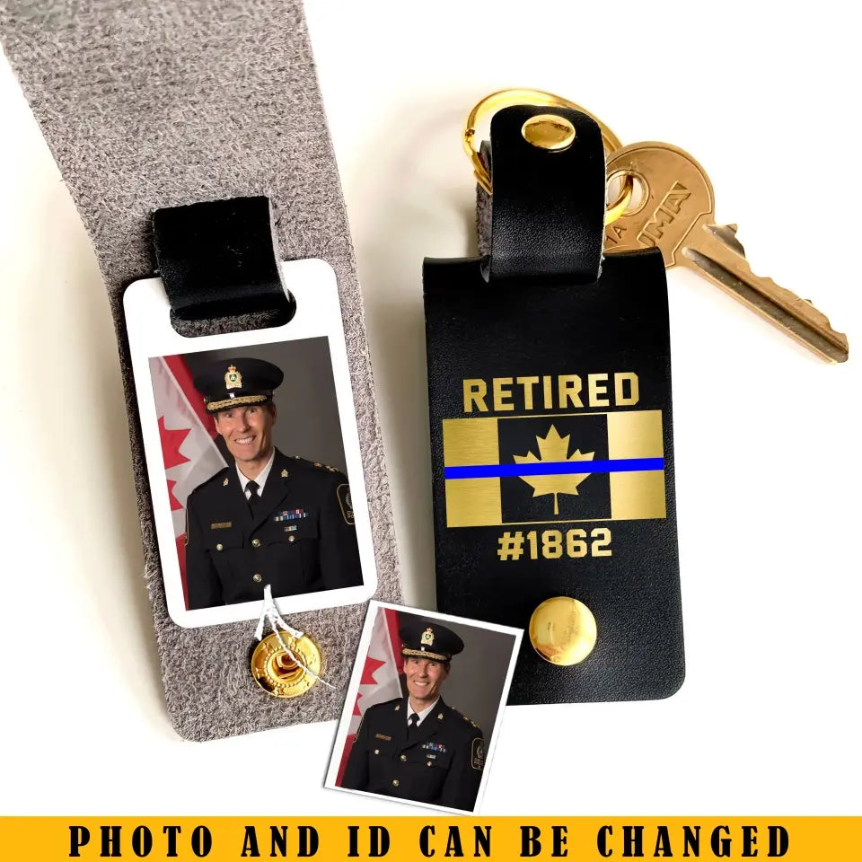 Personalized Upload Your Canadian Police Photo Retired Canadian Police Custom ID Leather Keychain Printed KVH24950