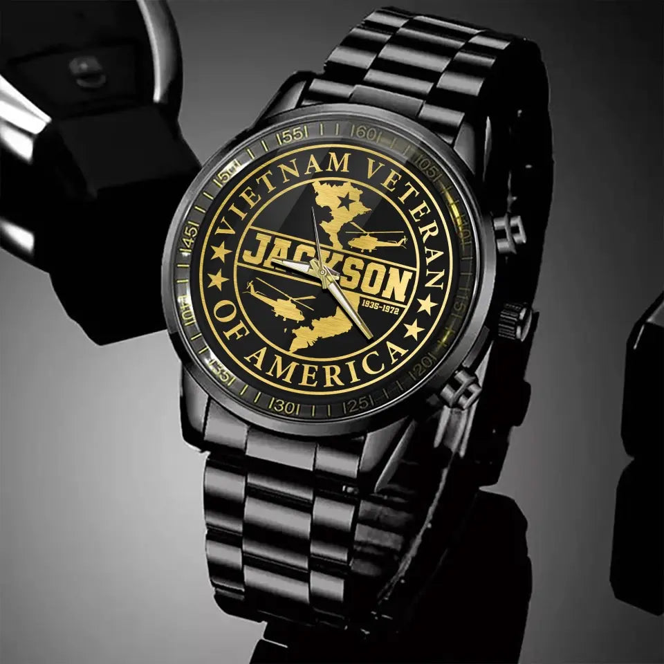 Personalized Vietnam Veteran Of America Custom Name & Time Watch Printed QTKH24952