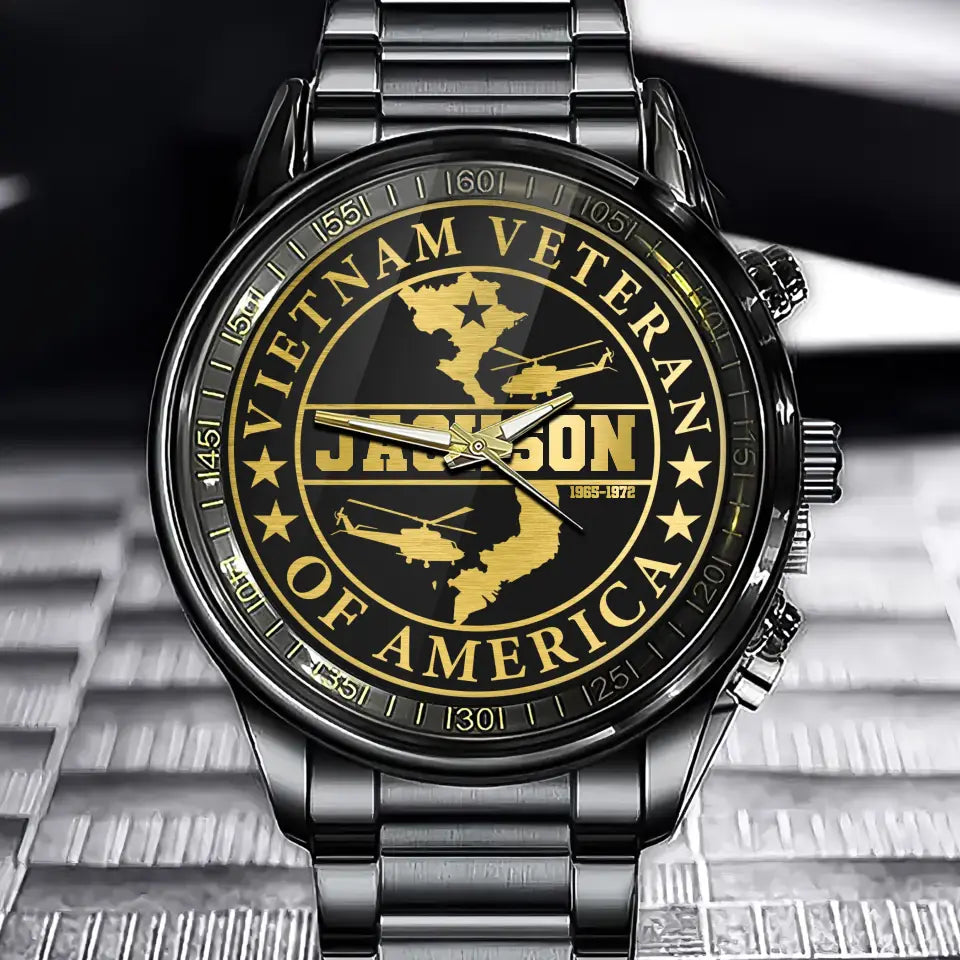 Personalized Vietnam Veteran Of America Custom Name & Time Watch Printed QTKH24952