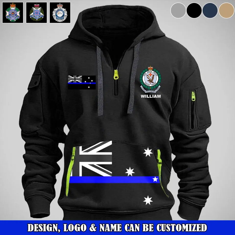 Personalized Australian Police Logo Custom Name Quarter Zip Hoodie 2D Printed VQ24964