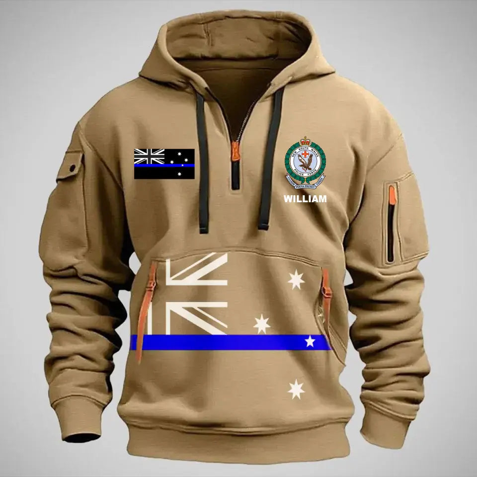 Personalized Australian Police Logo Custom Name Quarter Zip Hoodie 2D Printed VQ24964