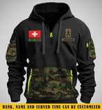 Personalized Swiss Veteran Custom Name Rank Camo & Time Quarter Zip Hoodie 2D Printed KVH24968